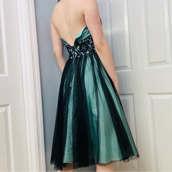 Vintage Cache Dress Cocktail Party Blue Black Fairy Whimsigoth 2 Extra Small - Picture 3 of 9